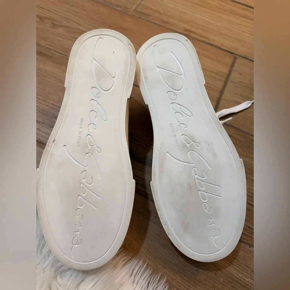 Dolce & Gabbana Gold Metallic Sneakers Platform Logo EU 37.5 (~ US 7 / US 7.5)
